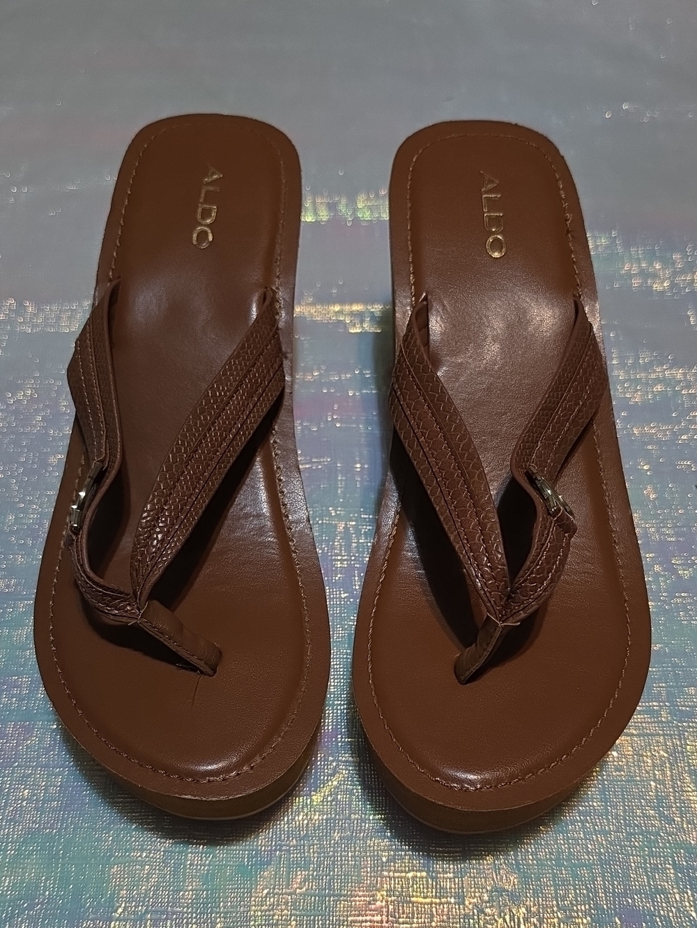 ALDO Brown Leather Thong Sandals